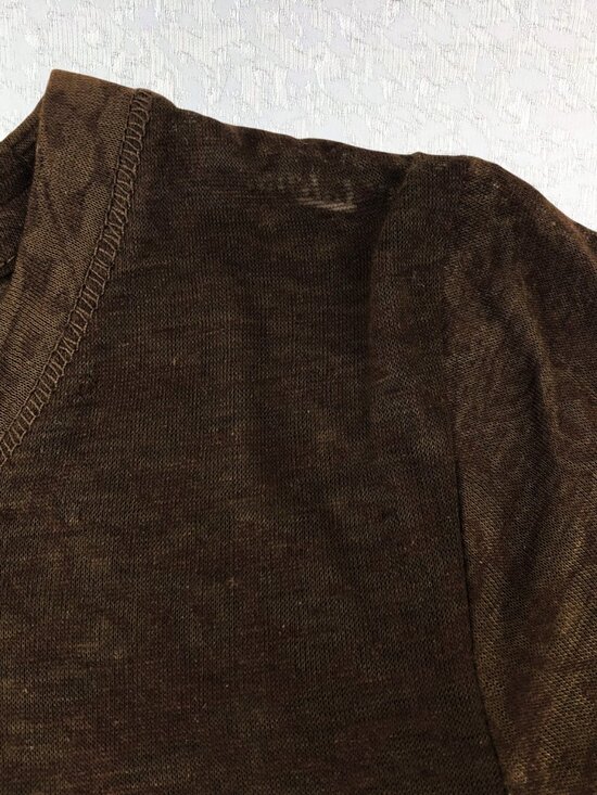 Bozzolo Brown Sheer Floral Mesh Fitted Long Sleeve Soft Stretch Top Size S NWT - Picture 3 of 5